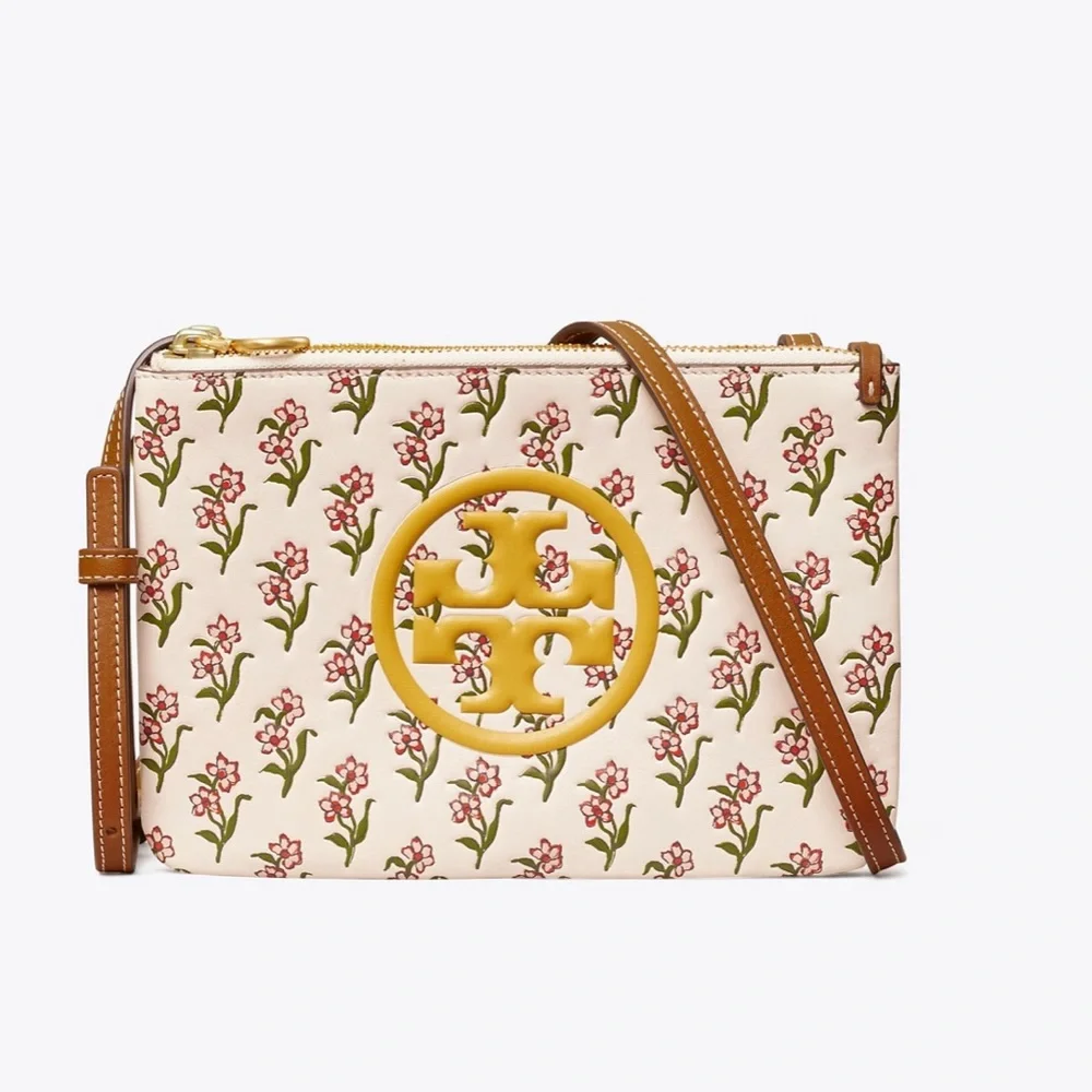 Tory Burch PERRY BOMBÉ PRINTED DOUBLE-ZIP Ditzy Borders Mini Bag